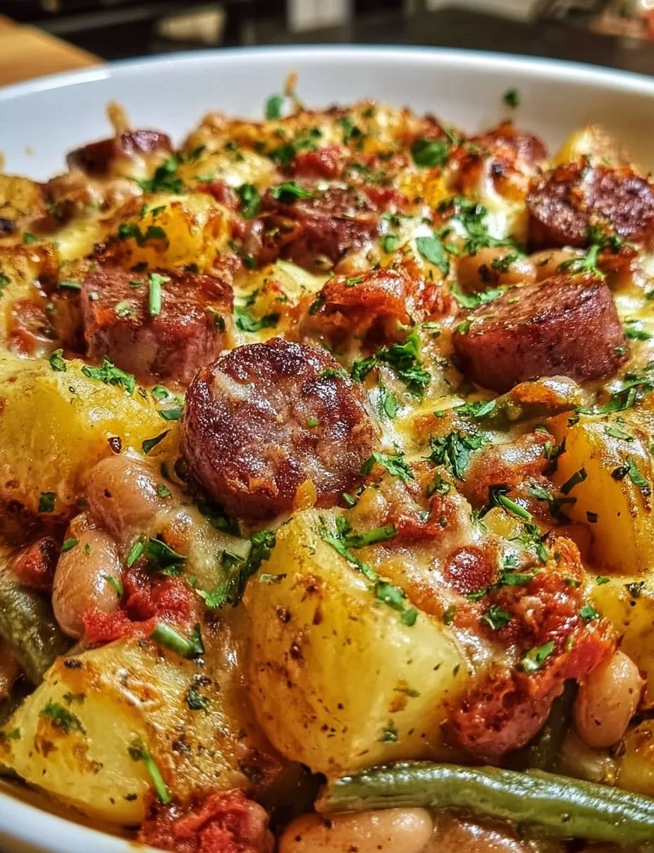 Wurst Bohne Kartoffel Auflauf
