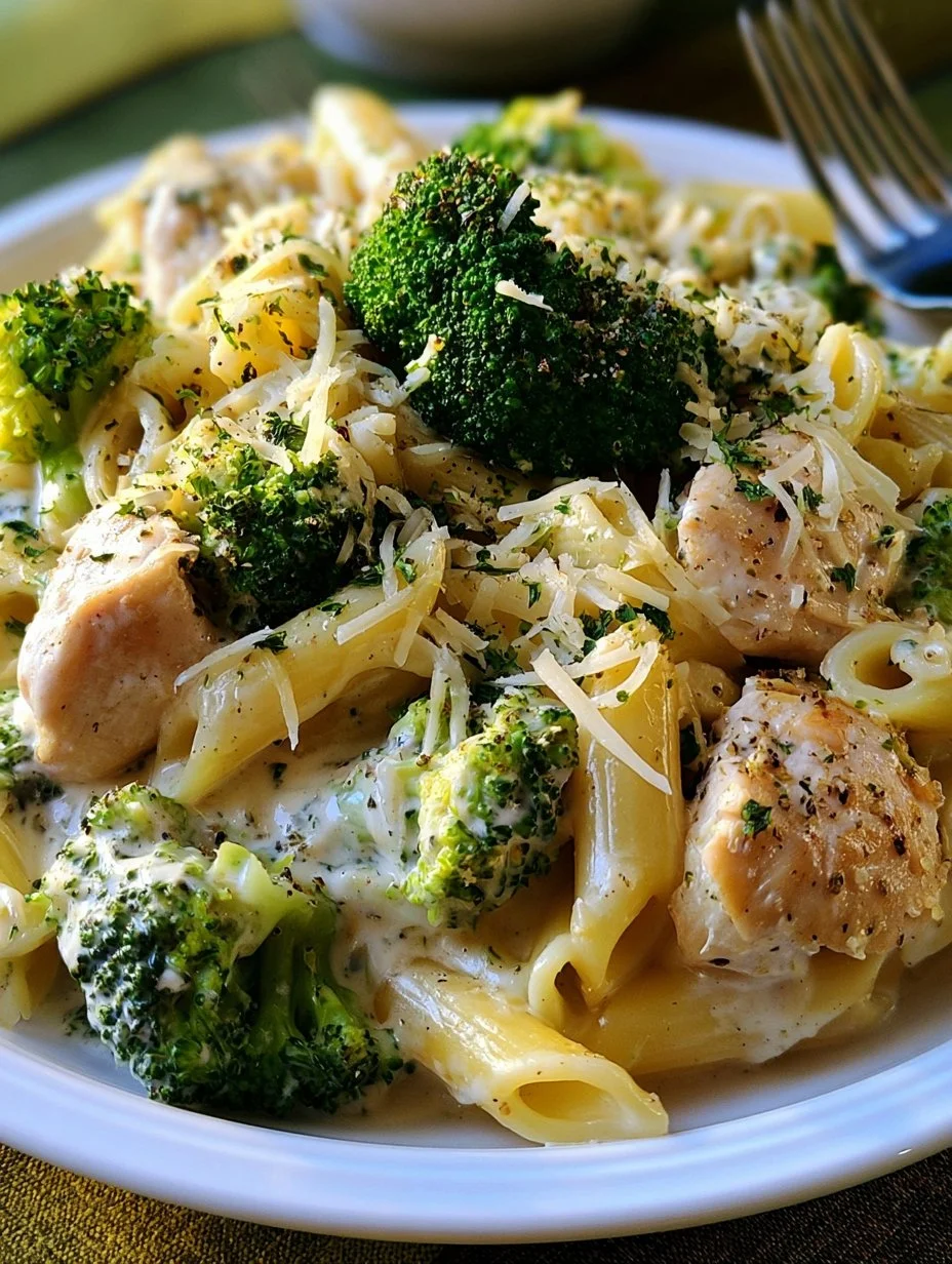 Cremige Hähnchen- Brokkoli-Pasta