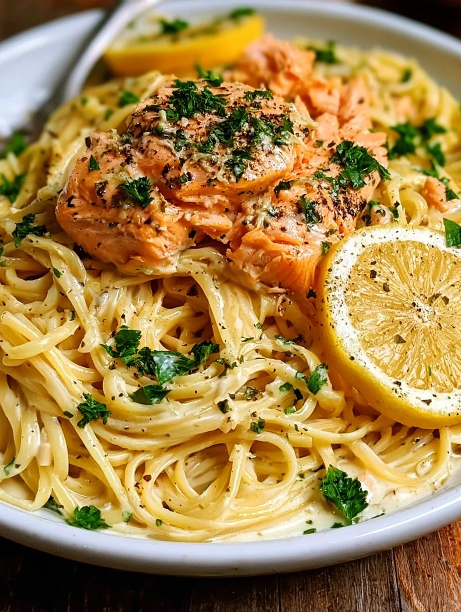 Cremige Zitronen-Lachs-Pasta