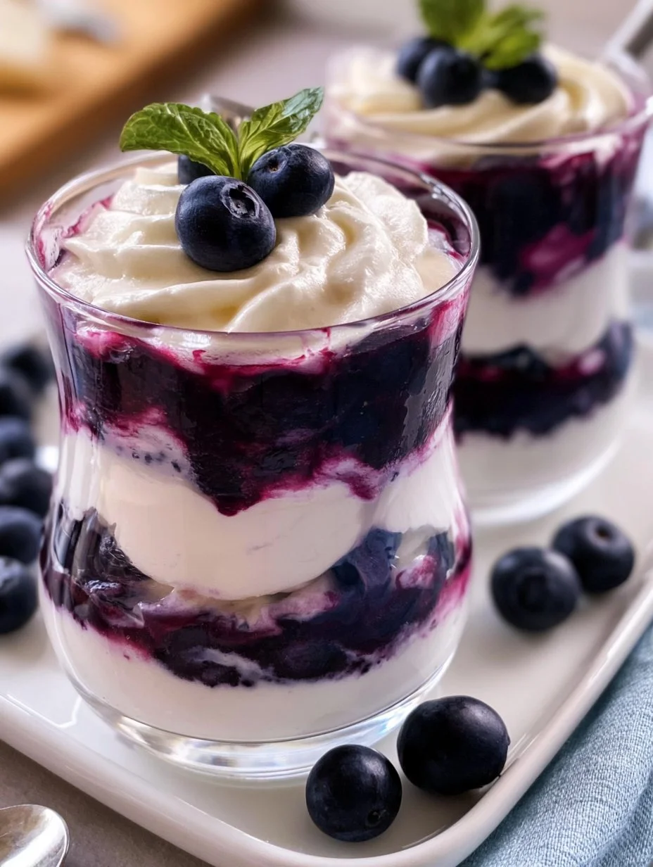 Cremiges Heidelbeer Dessert im Glas