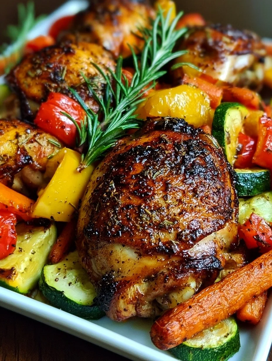 Crispy Chicken Thighs with Oven-Roasted Vegetables