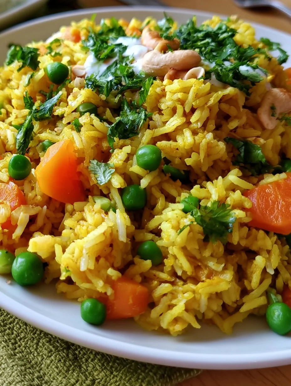 Curryreis mit Erbsen und Karotten