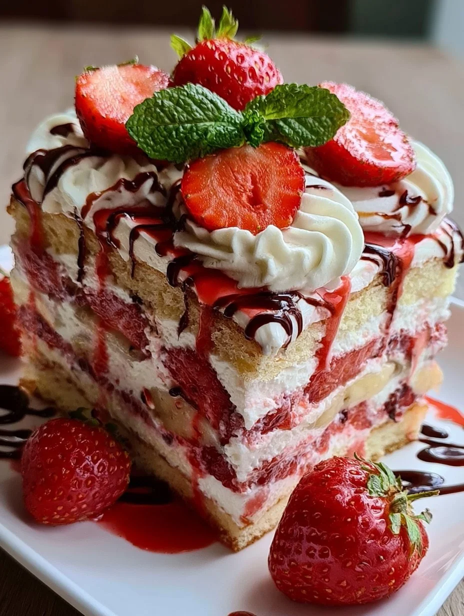 Erdbeer-Stracciatella-Bananen-Torte
