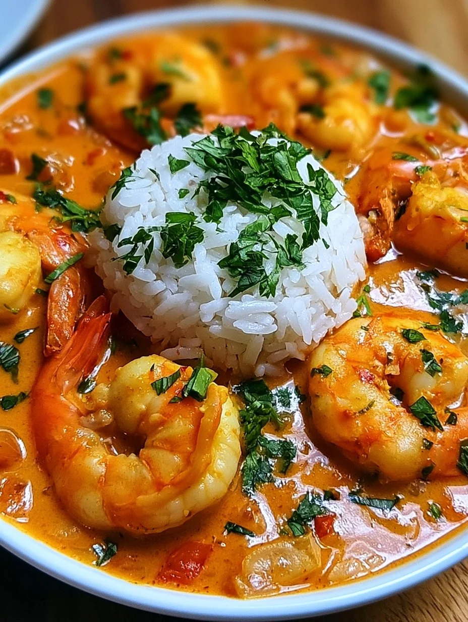 Garnelen Curry mit Kokosmilch und Reis
