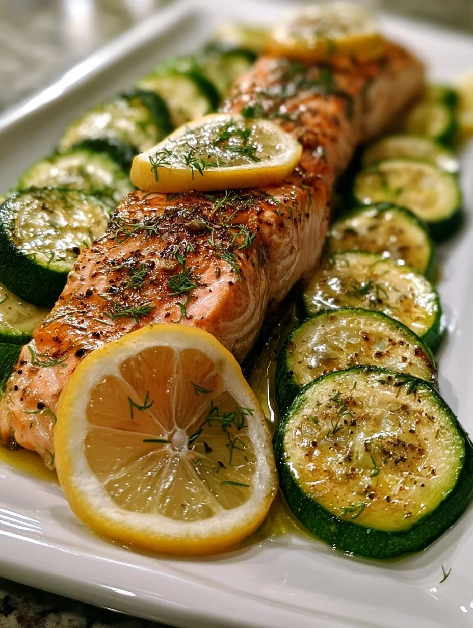 Gebratener Lachs mit Zucchini