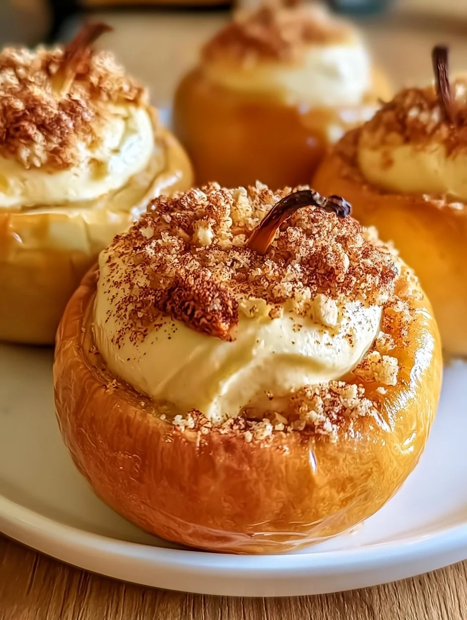 Käsekuchen mit gefüllten gebackenen Äpfeln frisch gebacken