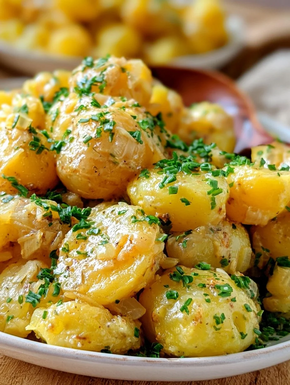 Klassischer Kartoffelsalat mit Essig, Öl und Brühe