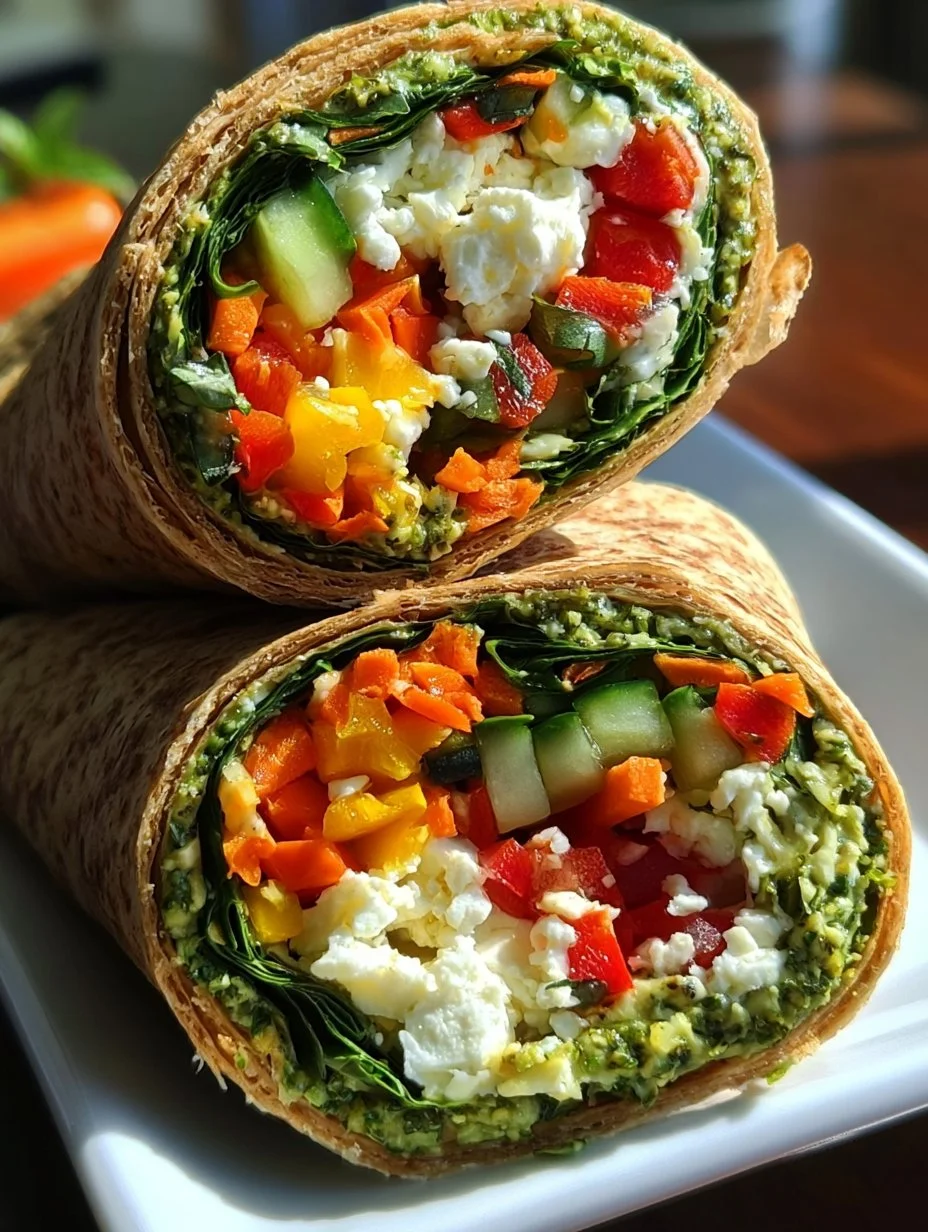 Köstliche Tortilla Rollen mit Feta und Pesto