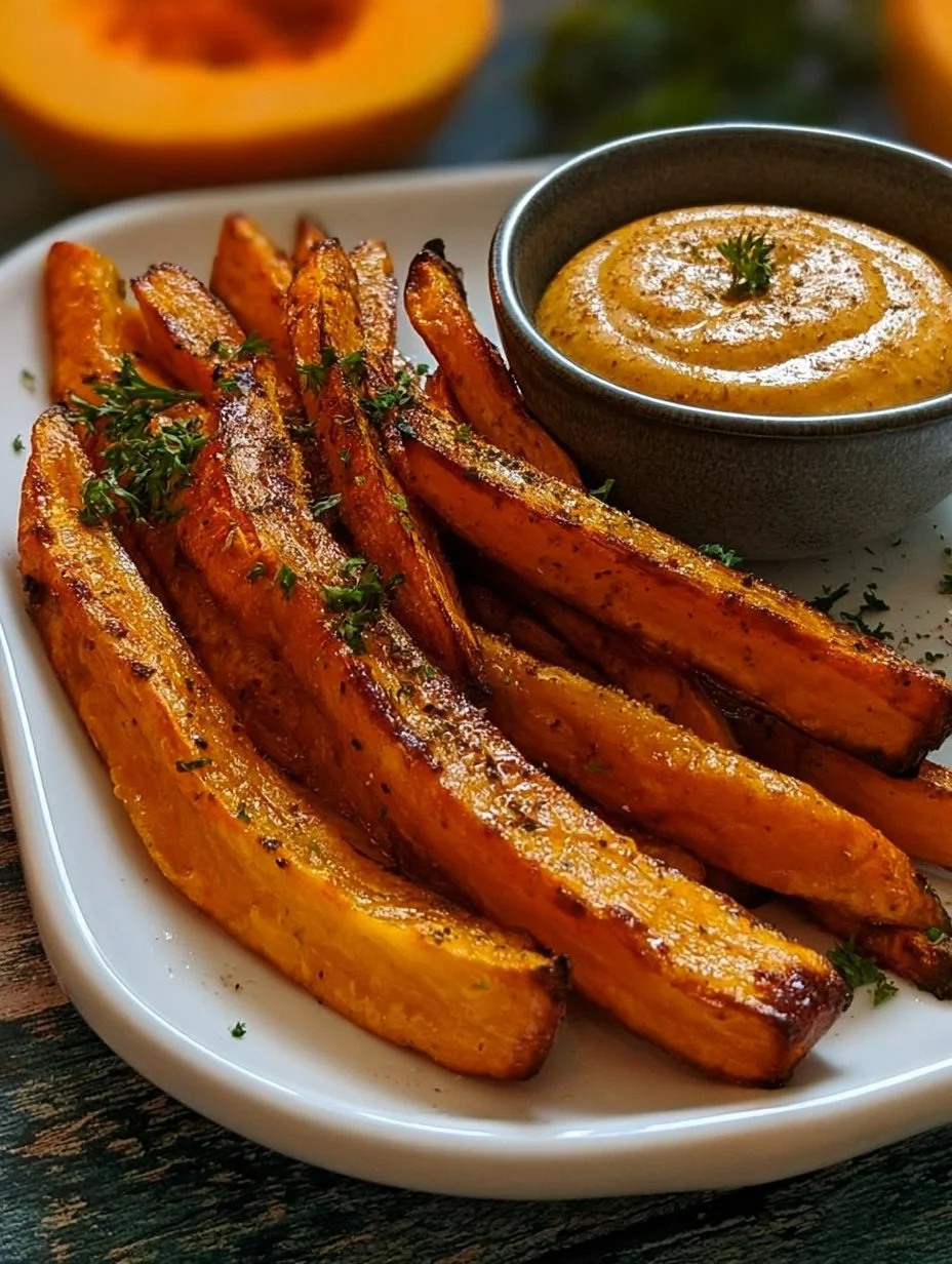 Kürbispommes aus der Heißluftfritteuse
