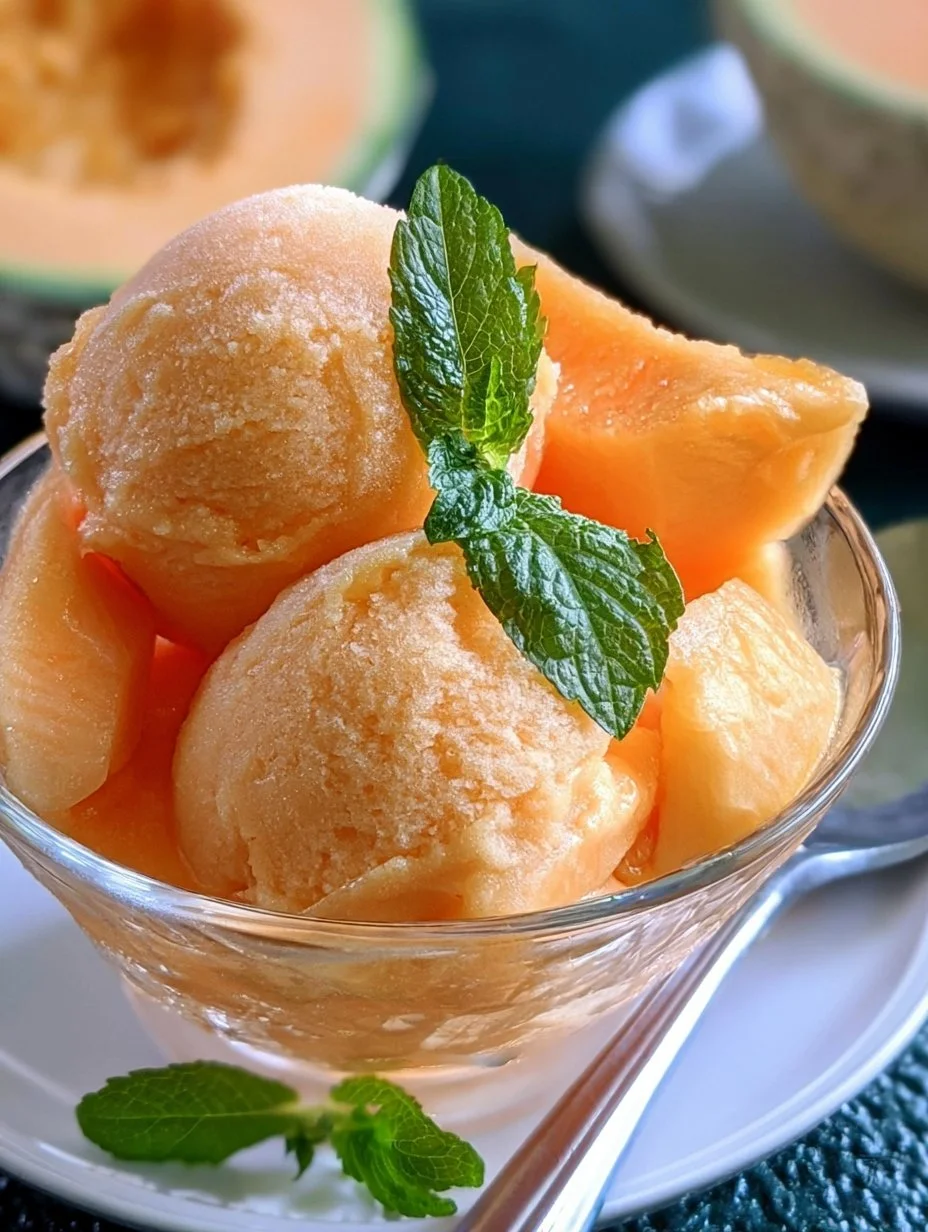 Melonensorbet aus der Eismaschine