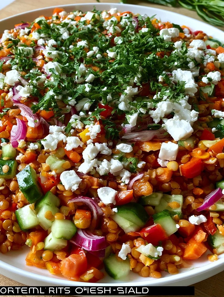 Orientalische Rote Linsensalat mit Feta