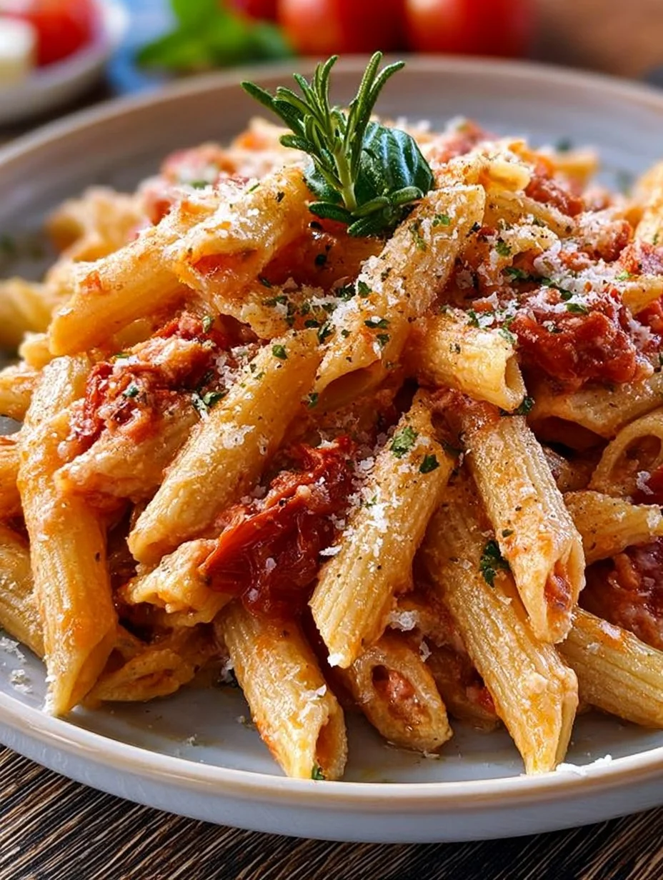 Penne mit Tomaten- Ricotta-Sauce