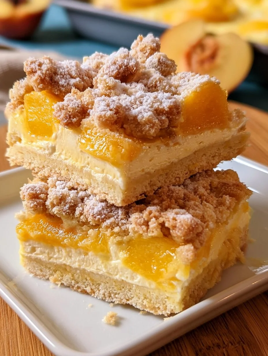 Pfirsichkuchen mit Pudding vom Blech mit Streusel