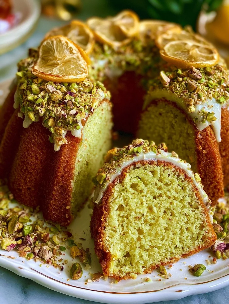 Pistazienkuchen mit Zitrone und Mandeln