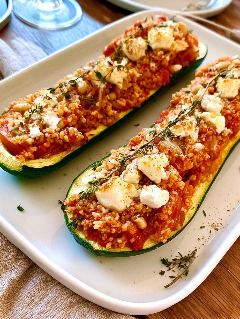 Rezept für vegetarisch gefüllte Zucchini mit Bulgur