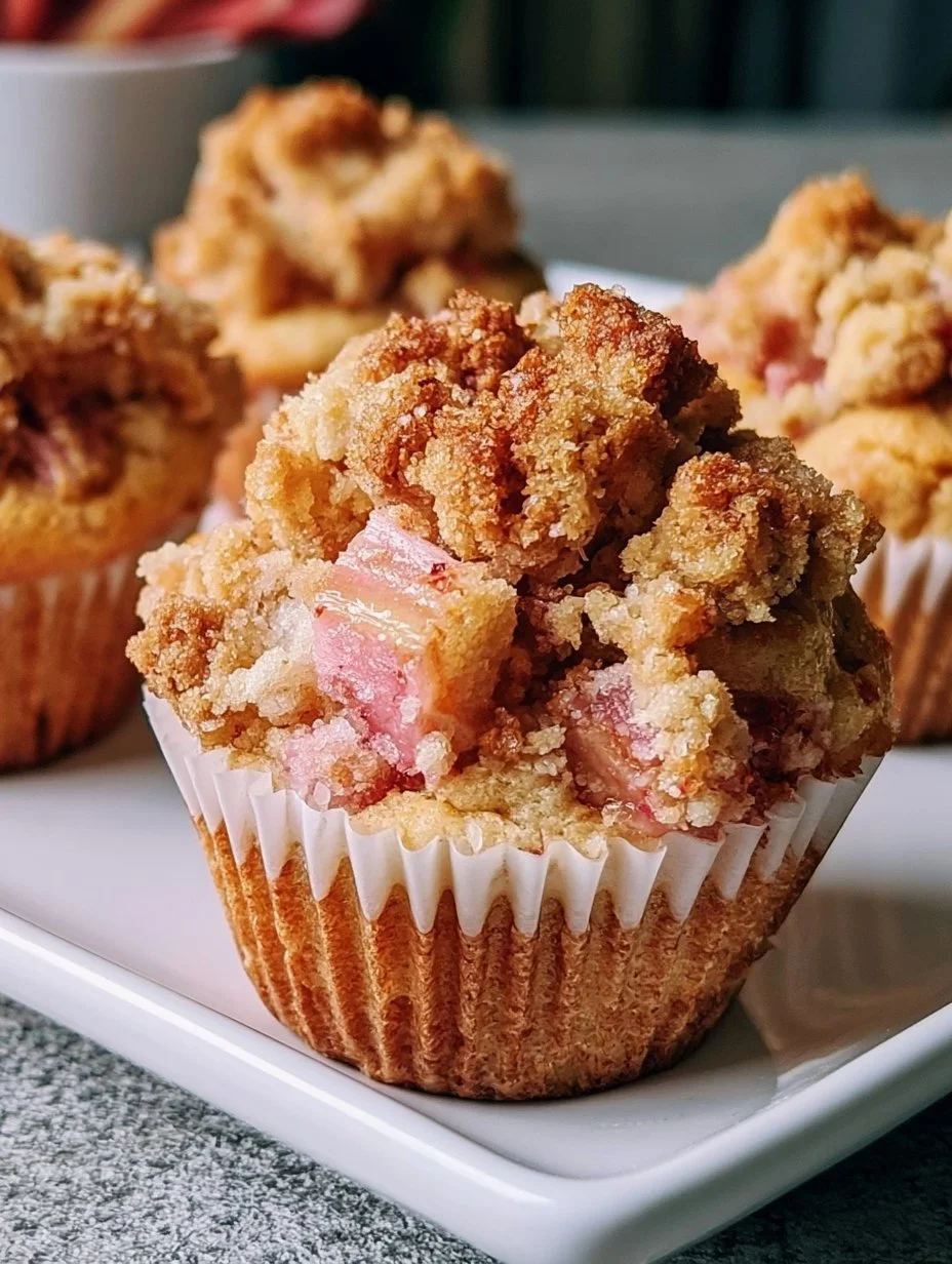 Rhabarber-Muffins mit Vanillestreuseln