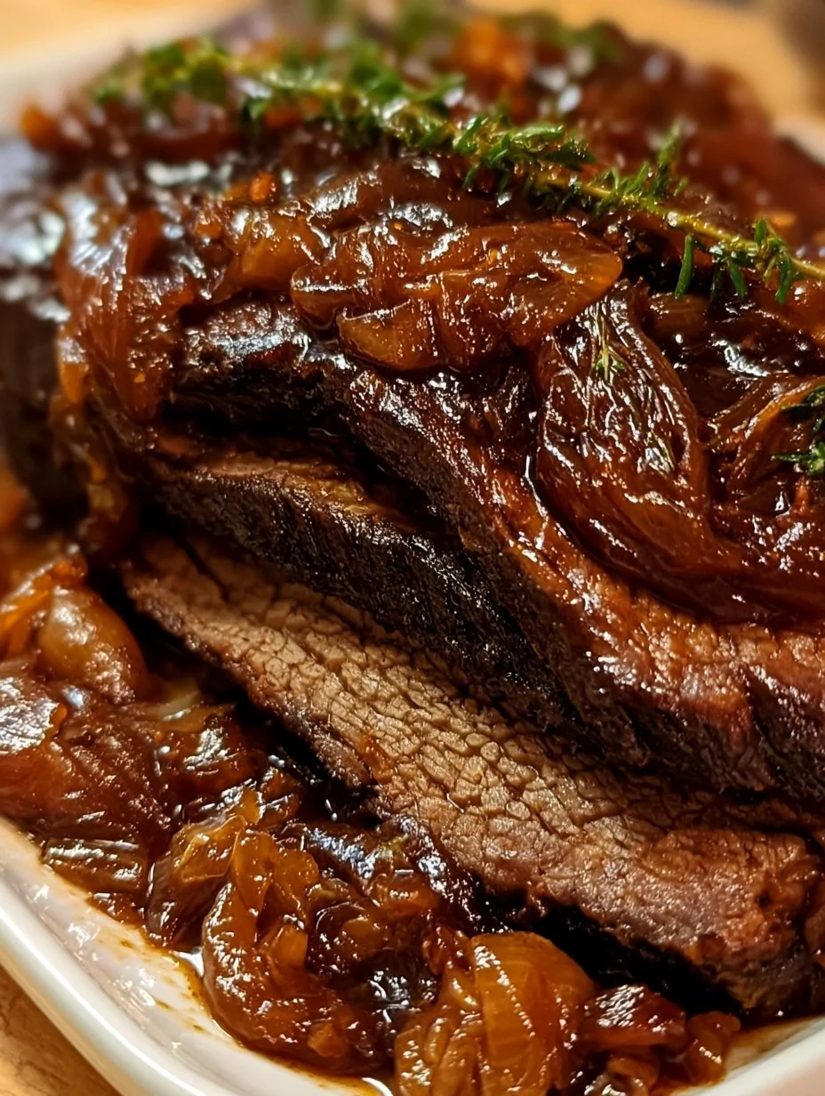 Rinderbrust in Balsamico-Zwiebelsoße