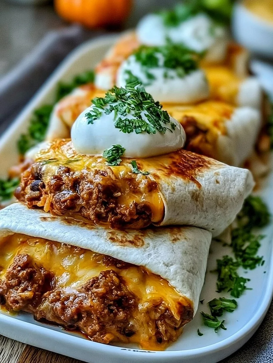 Rinderhackfleisch Burritos mit cremigem Chipotle