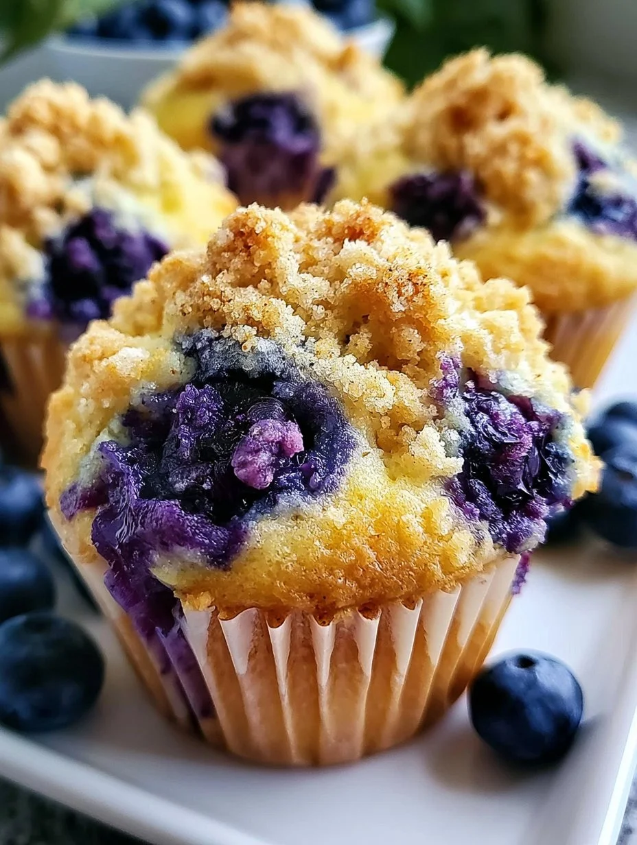 Saftige Zitronen-Blaubeer-Muffins mit knuspriger Streuselkruste
