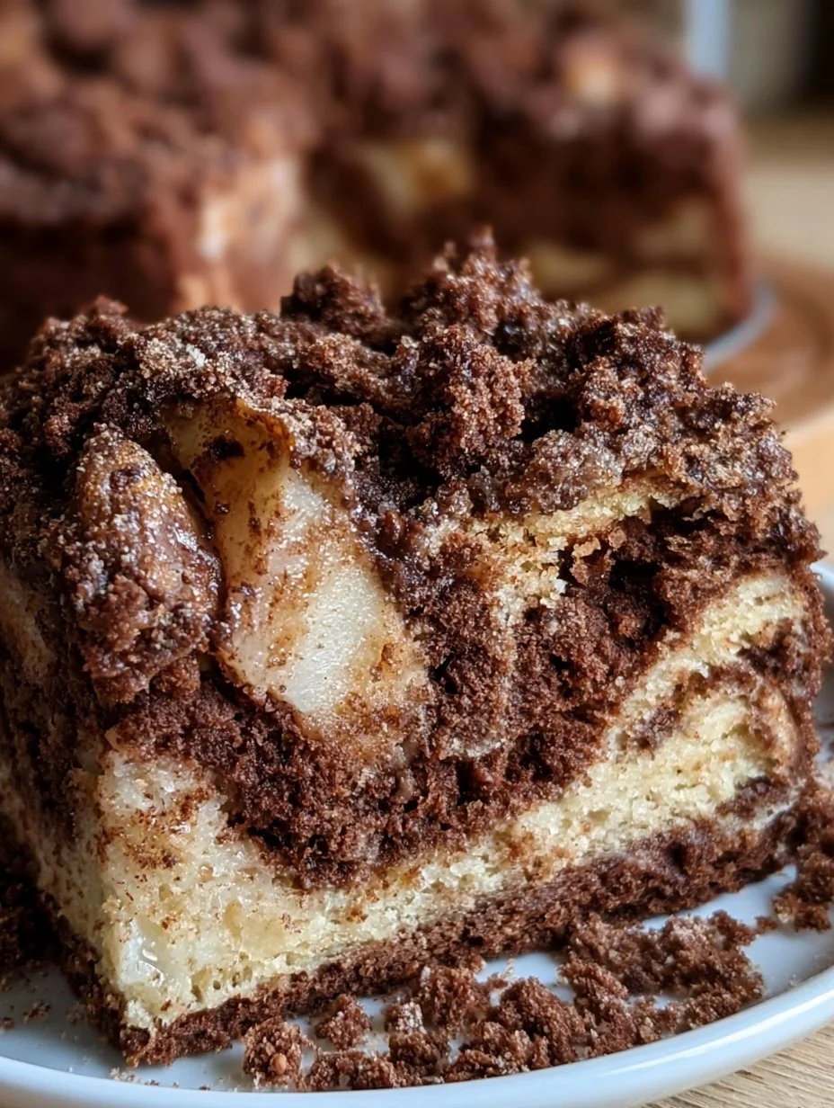 Saftiger Schokoladen Birnenkuchen mit Schoko-Streuseln