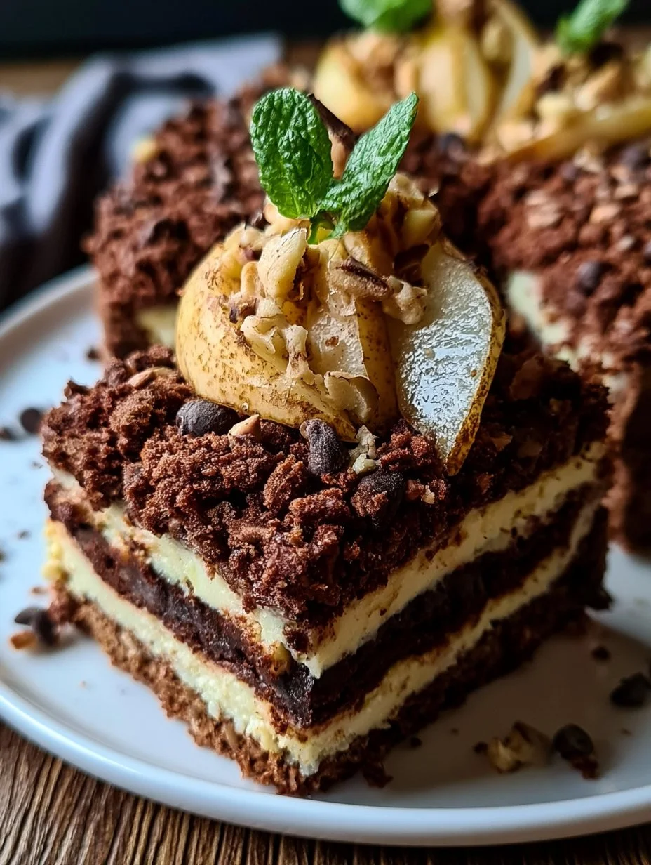 Schokoladen-Birnenkuchen mit Schoko-Streuseln