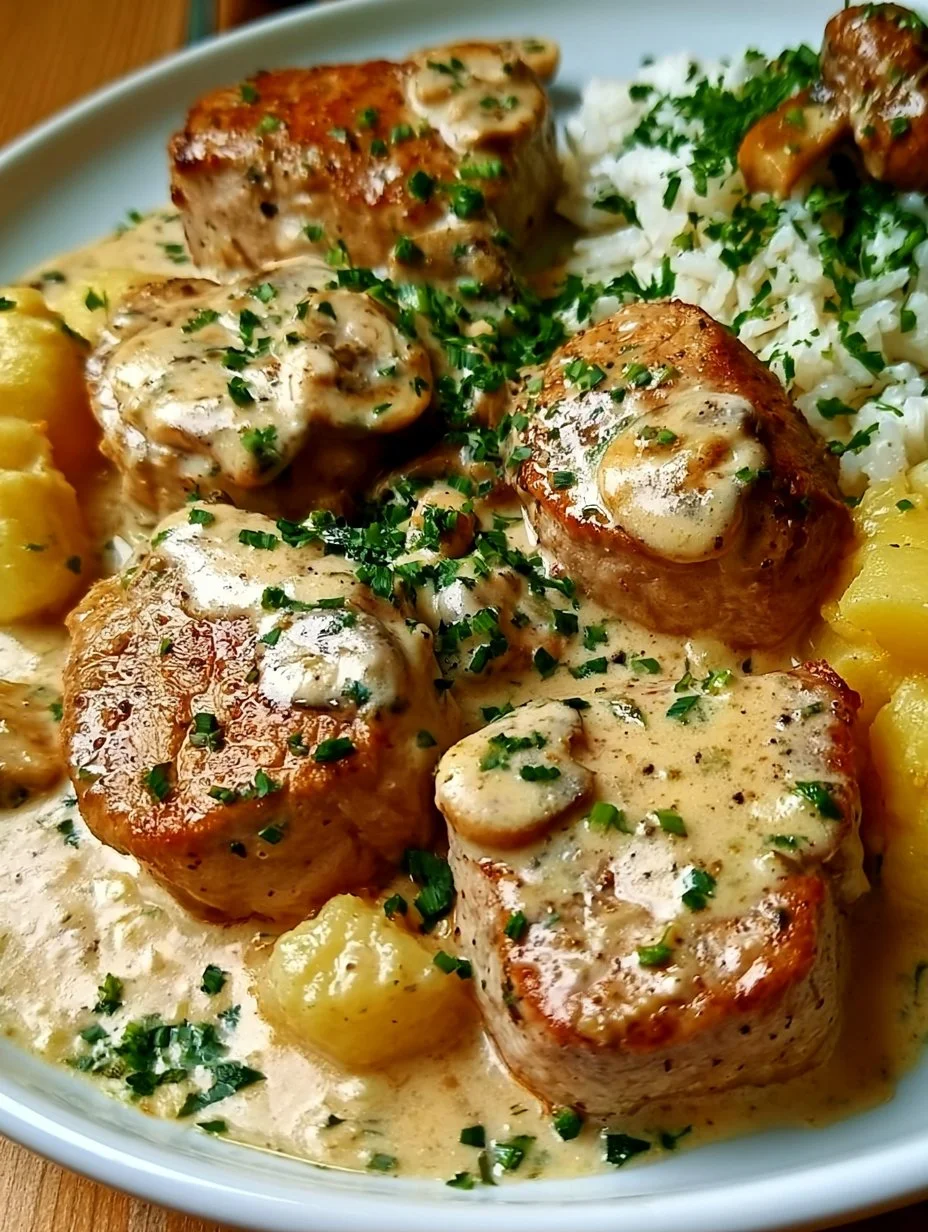 Schweinefilet in cremiger Sahnesauce