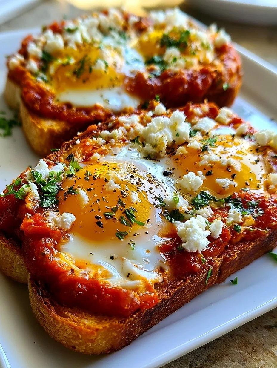 Shakshouka-Toast mit Feta-Spiegeleiern