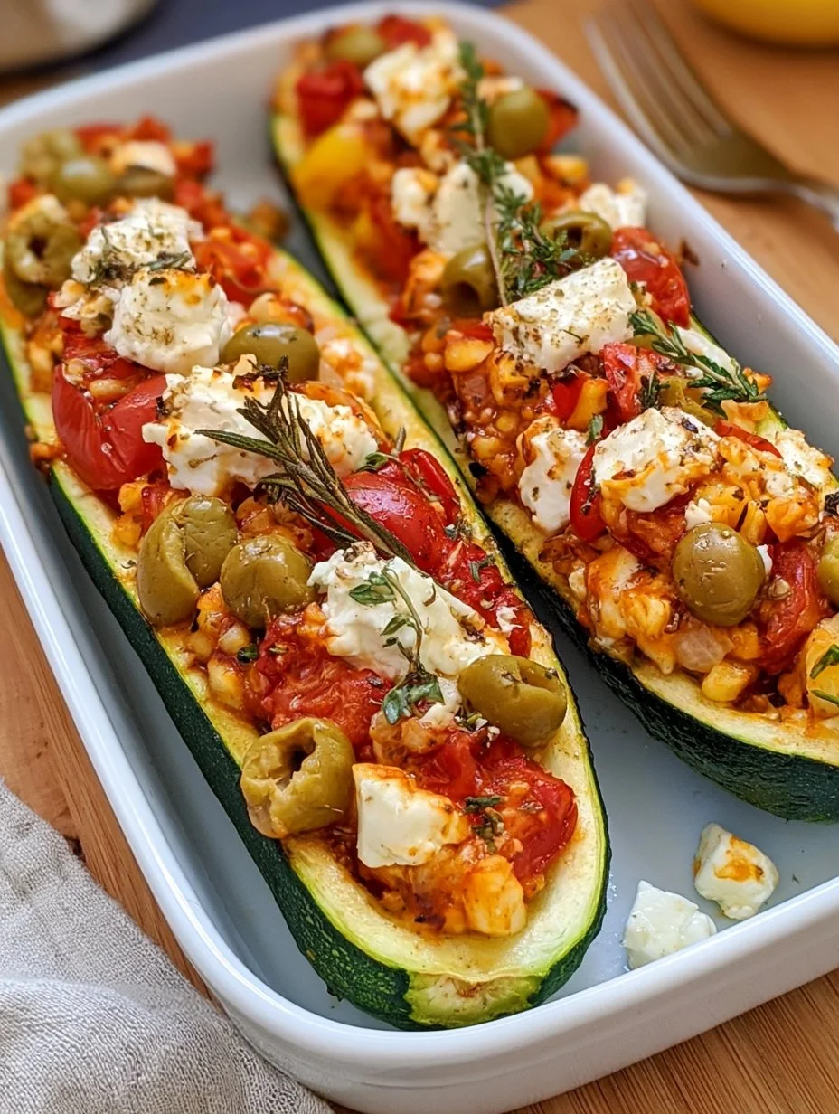 Vegetarisch gefüllte Zucchini mit Feta Rezept