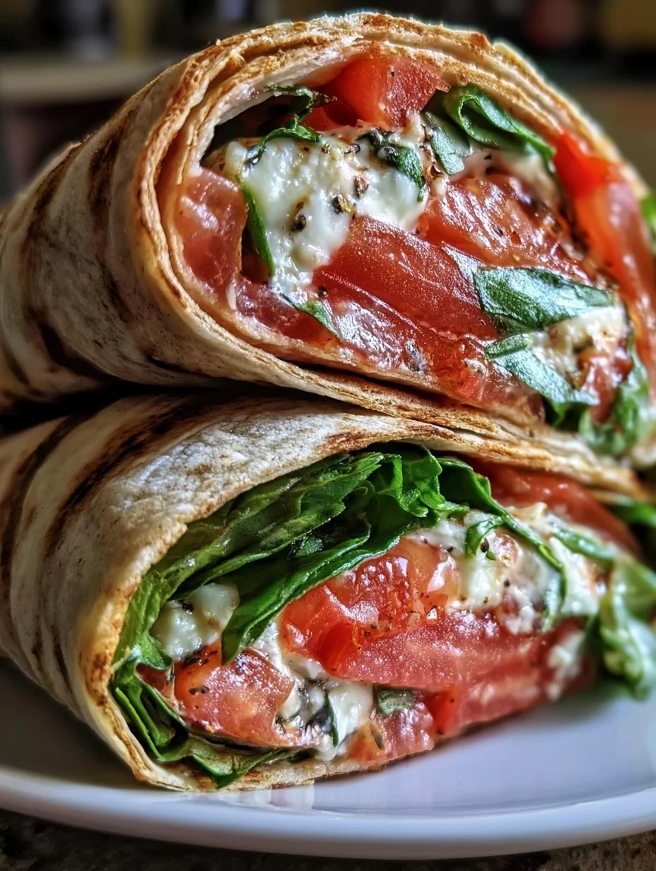 Vegetarischer Wrap mit Tomaten und Mozzarella