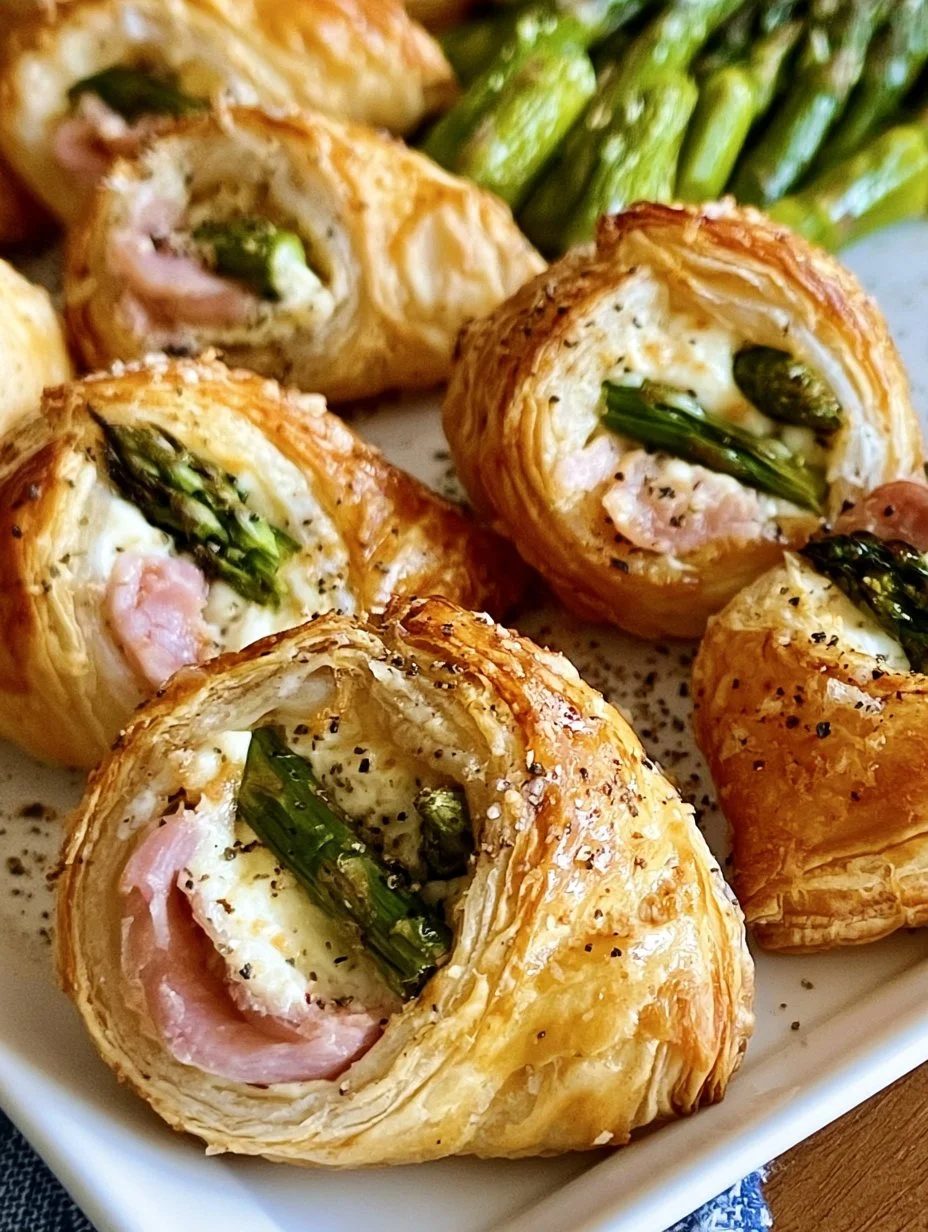 Blätterteigschnecken mit Spargel