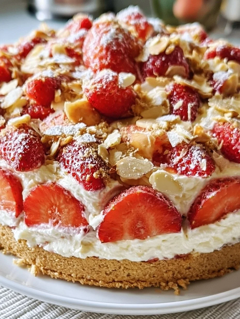 Erdbeer-Mandel-Torte mit feiner Sahne-Füllung