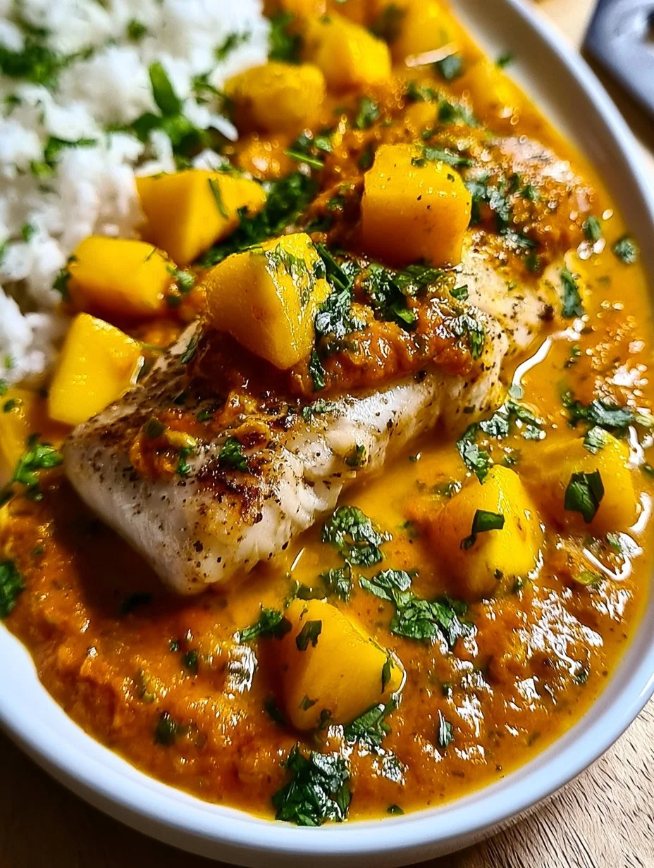 Fischcurry mit Ajvar und Mango
