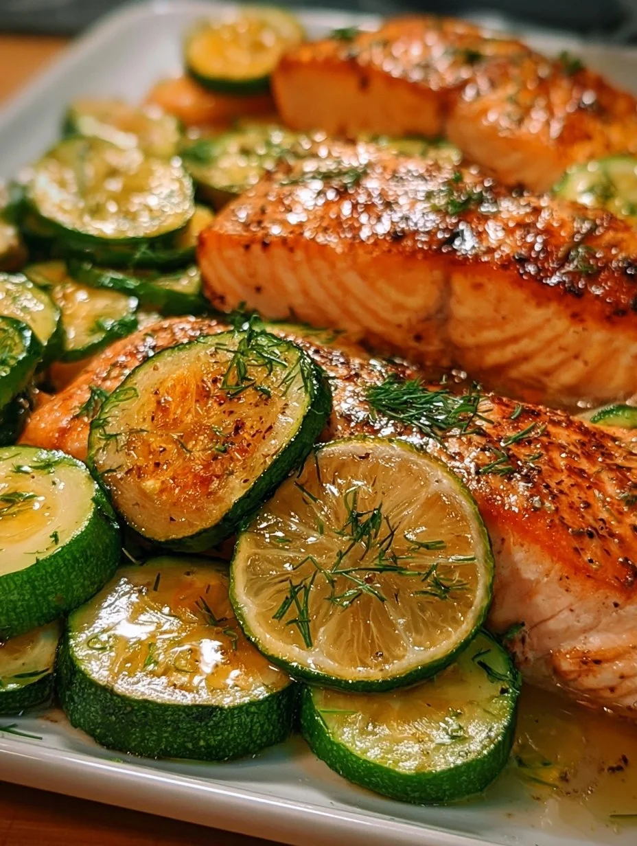 Gebratener Lachs mit Zucchini