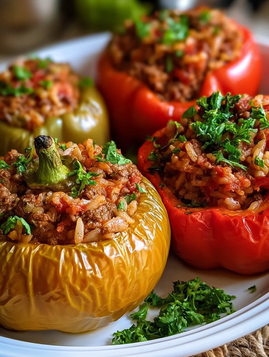 Gefüllte Paprika mit Hackfleisch und Reis