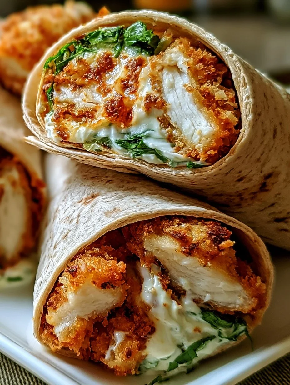 Knusprige, Käsige Knoblauch- Hühnchen-Wraps
