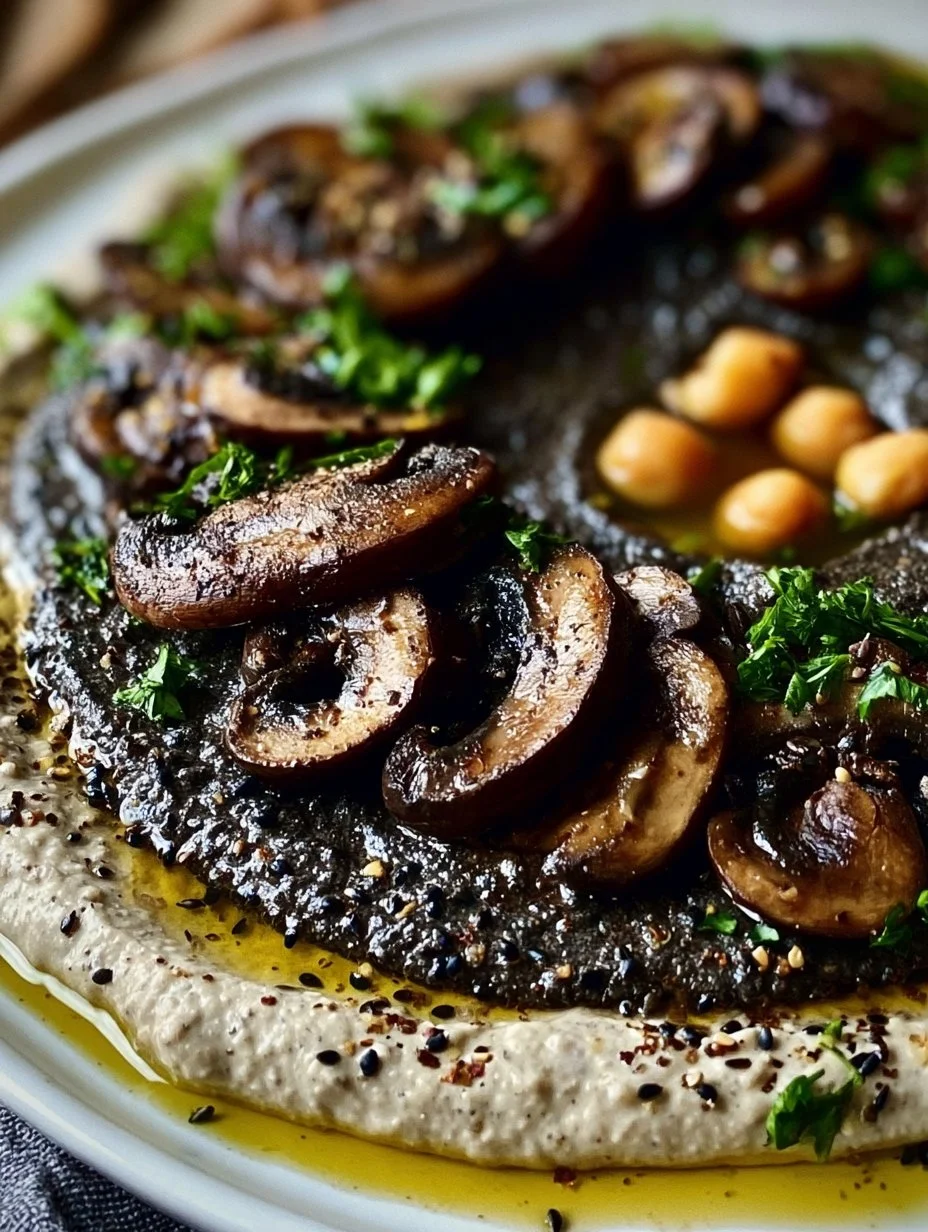 Schwarzer Hummus mit Champignons