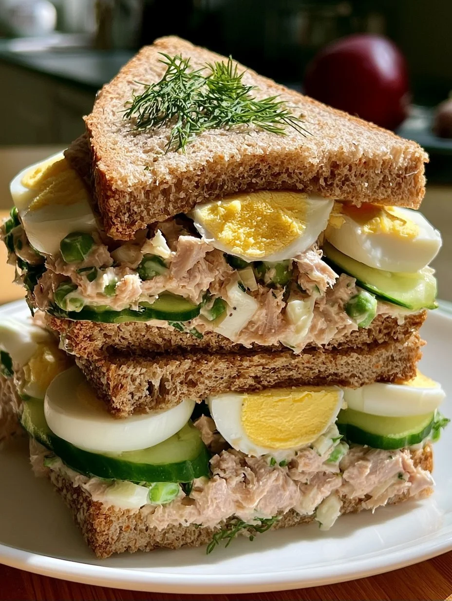 Thunfisch Sandwich mit Ei und Gurke
